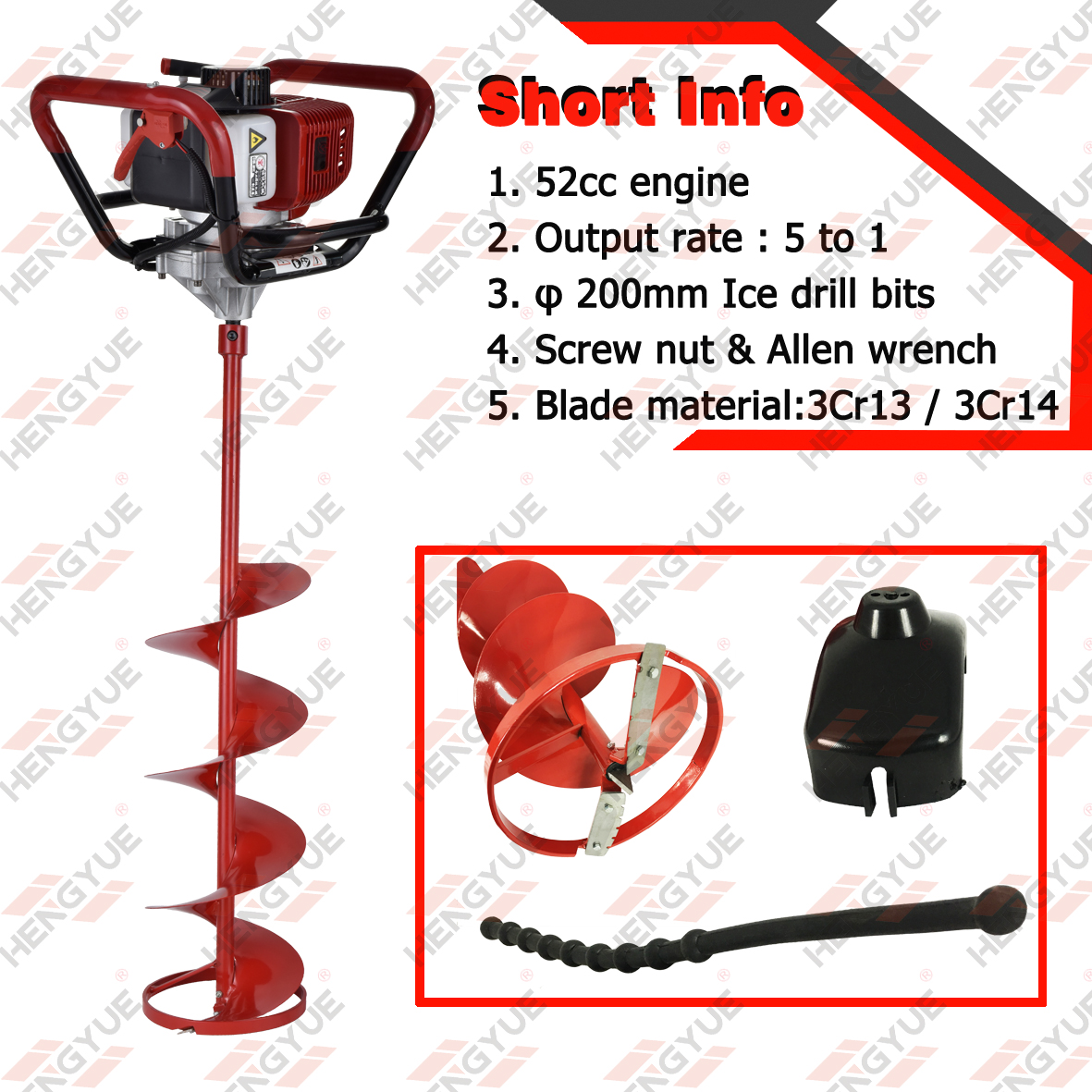 HY-ID550-2003 1 lalaking Nagpapatakbo ng 2 Stroke Ice Auger Machine